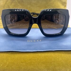 Gucci Black with Gold Square Sunglasses